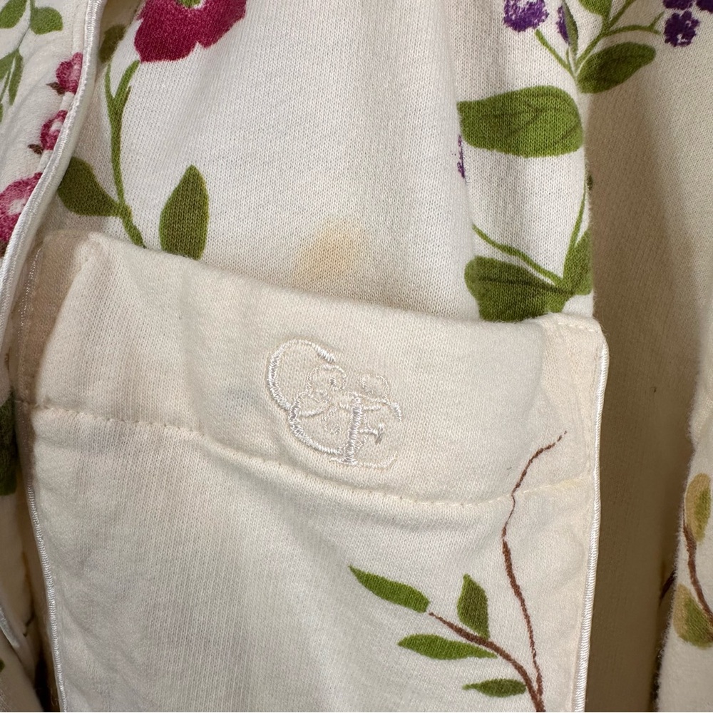 Vtg Crabtree & Evelyn Floral Cotton Robe L Long Wrap Cottagecore * New But READ - Picture 12 of 15